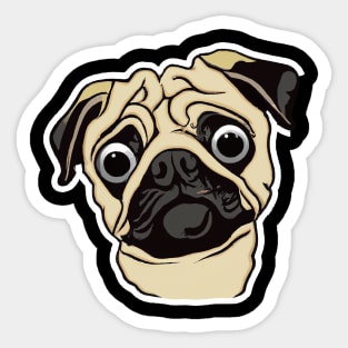 Surprised Pug Dog Lover Retro Sticker